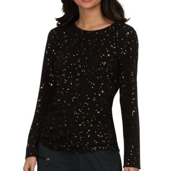 KOI "Tessa Stars" Underscub Longsleeved T Shirt, Black with Stars, Size LARGE - Picture 1 of 5